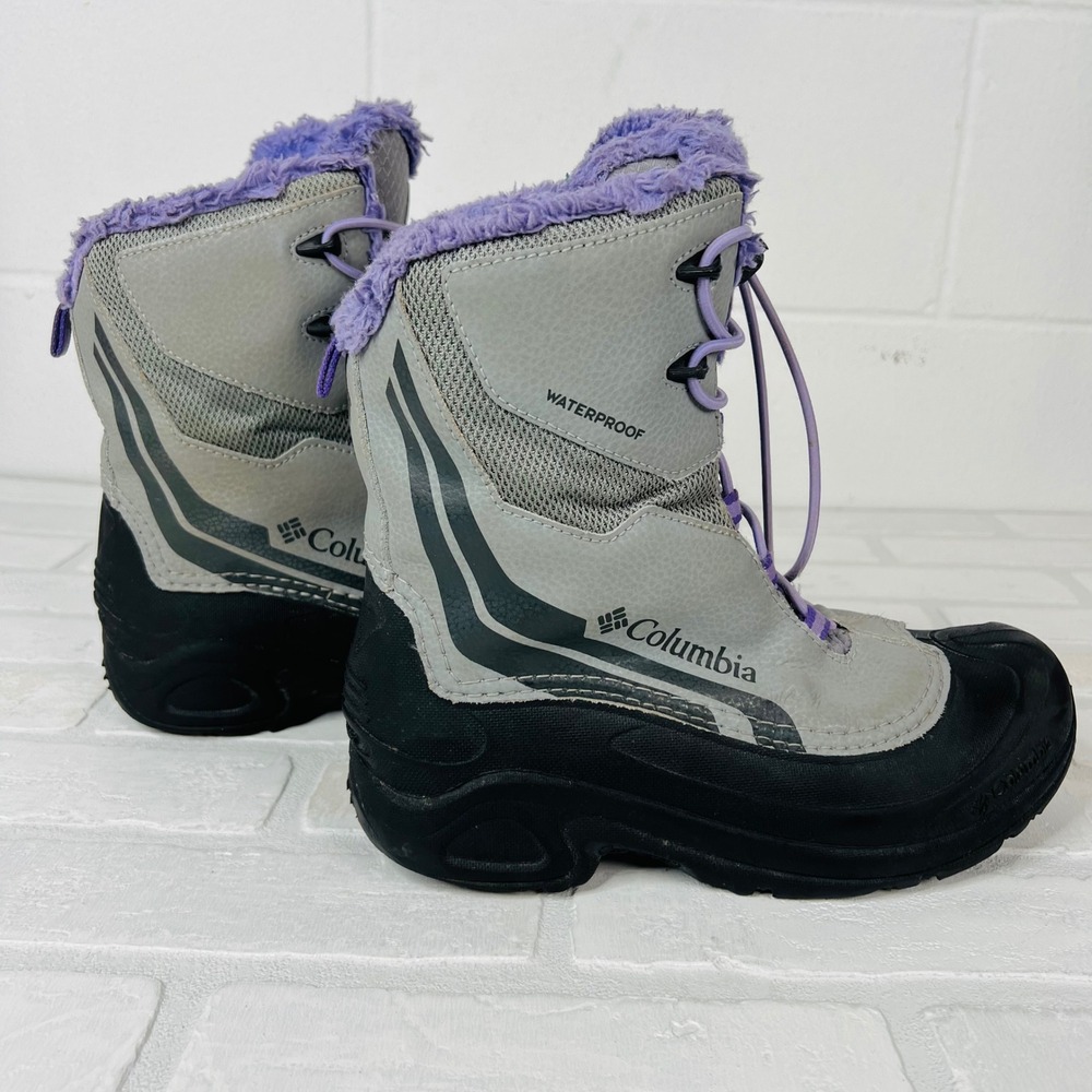 Columbia Waterproof Snow Boots Grey Purple 400g Omni-Heat BY5954-010 Womens 6